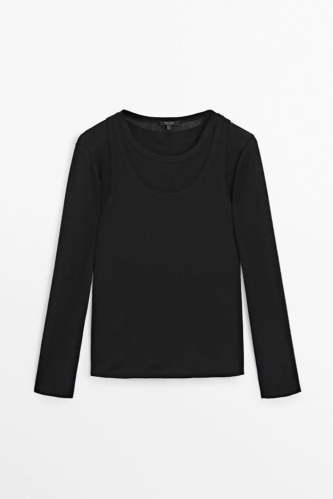 Лонгслив в рубчик MASSIMO DUTTI