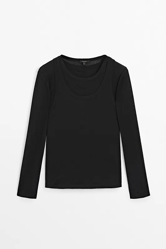 Лонгслив в рубчик MASSIMO DUTTI Лонгслив в рубчик MASSIMO DUTTI