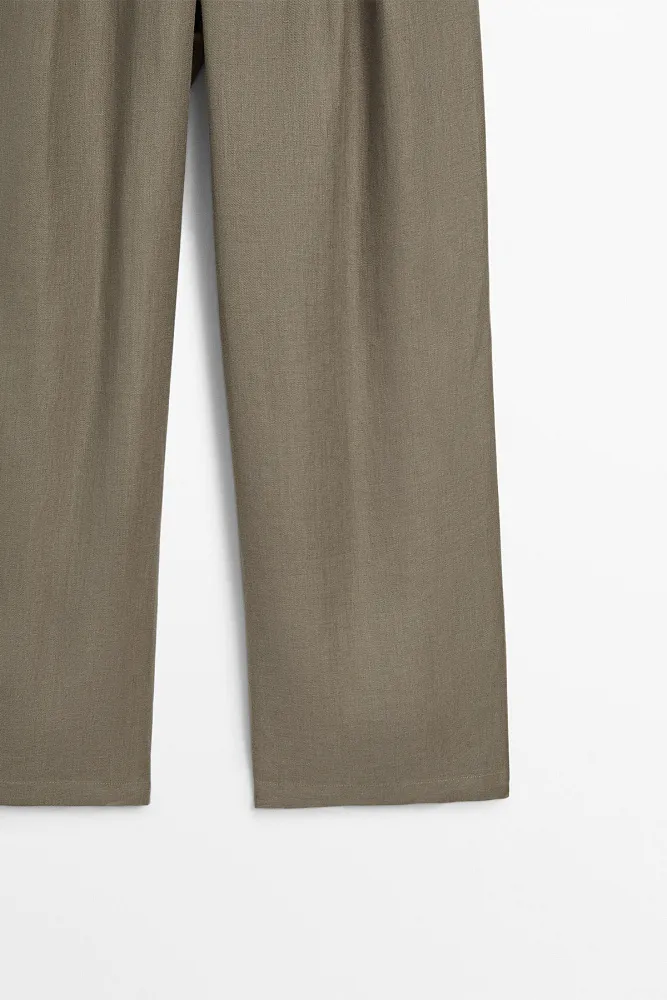 Льняные брюки с двойными защипами MASSIMO DUTTI