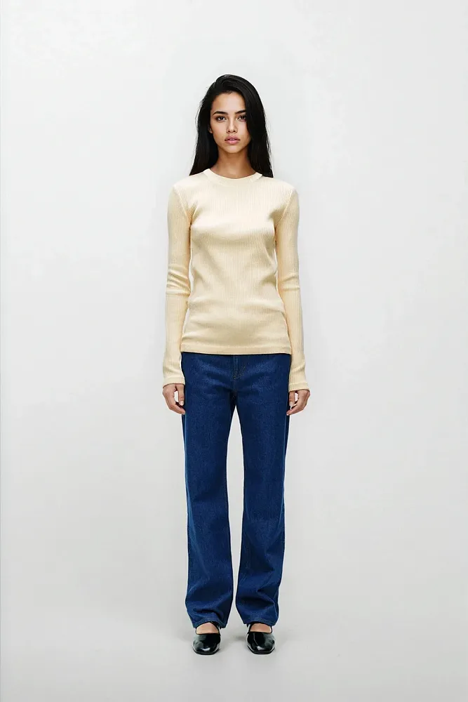 Хлопковый лонгслив в рубчик ARKET