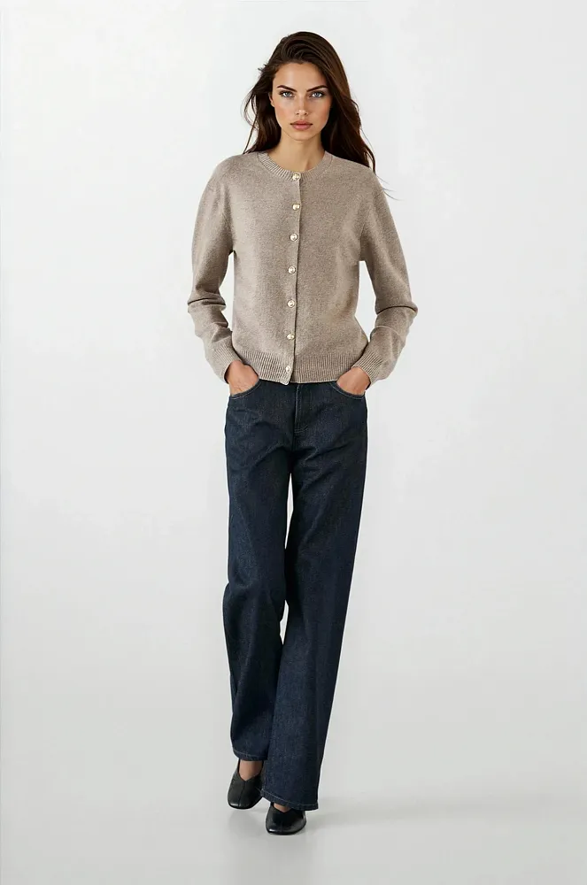 Кардиган из смесовой шерсти с пуговицами со стразами MASSIMO DUTTI