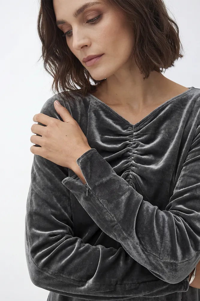 Бархатное платье со сборками ARKET