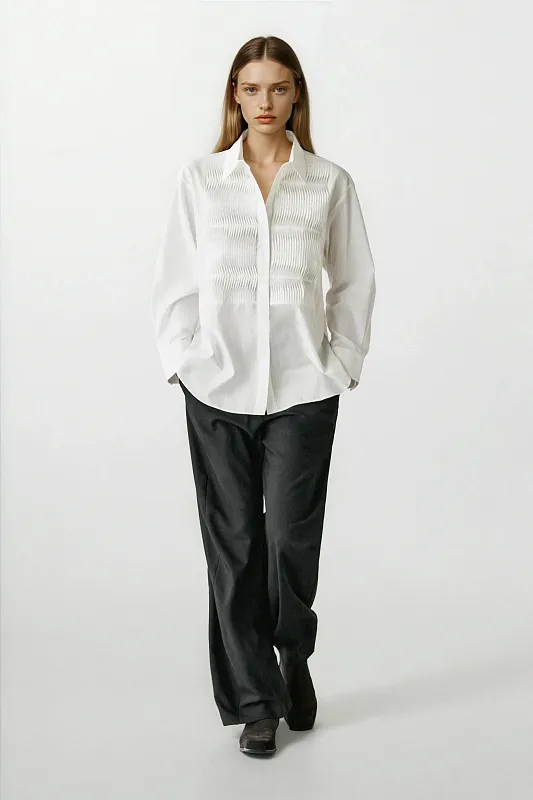 Рубашка с декоративной деталью на груди MASSIMO DUTTI Рубашка с декоративной деталью на груди MASSIMO DUTTI