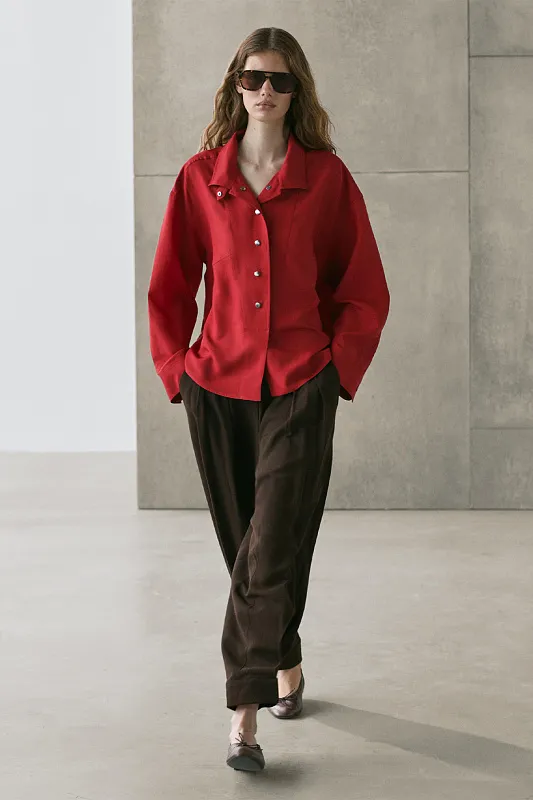 Рубашка свободного кроя с кнопками MASSIMO DUTTI Рубашка свободного кроя с кнопками MASSIMO DUTTI