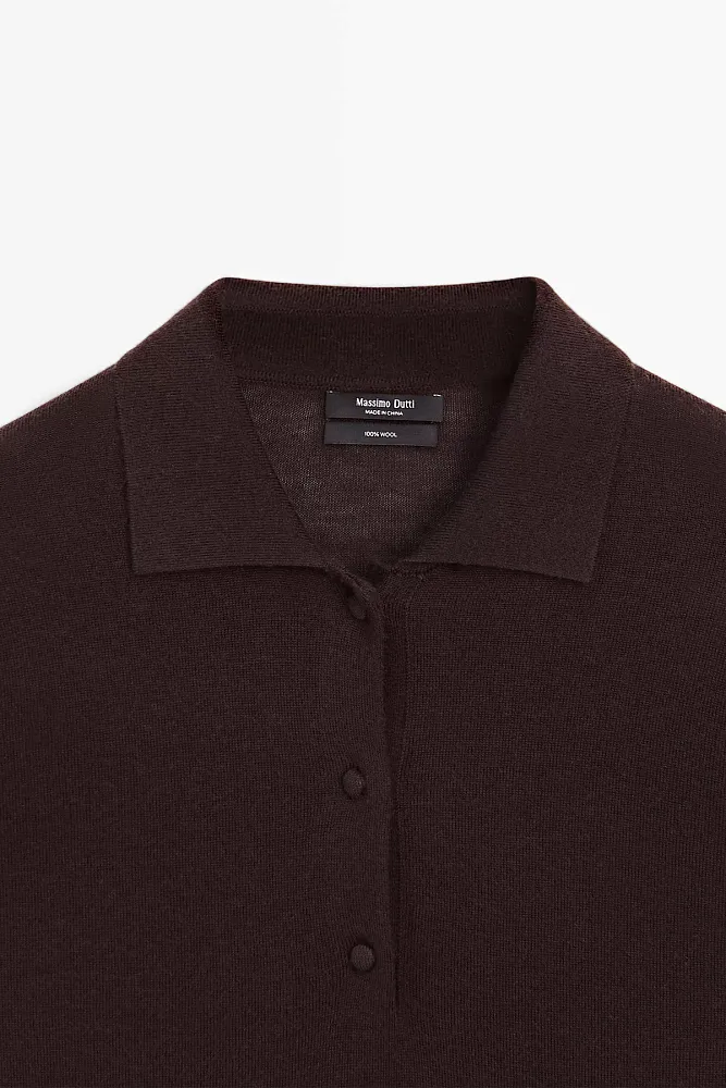 Джемпер-поло из 100% шерсти MASSIMO DUTTI