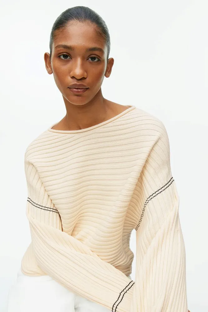 Хлопковый джемпер в рубчик ARKET