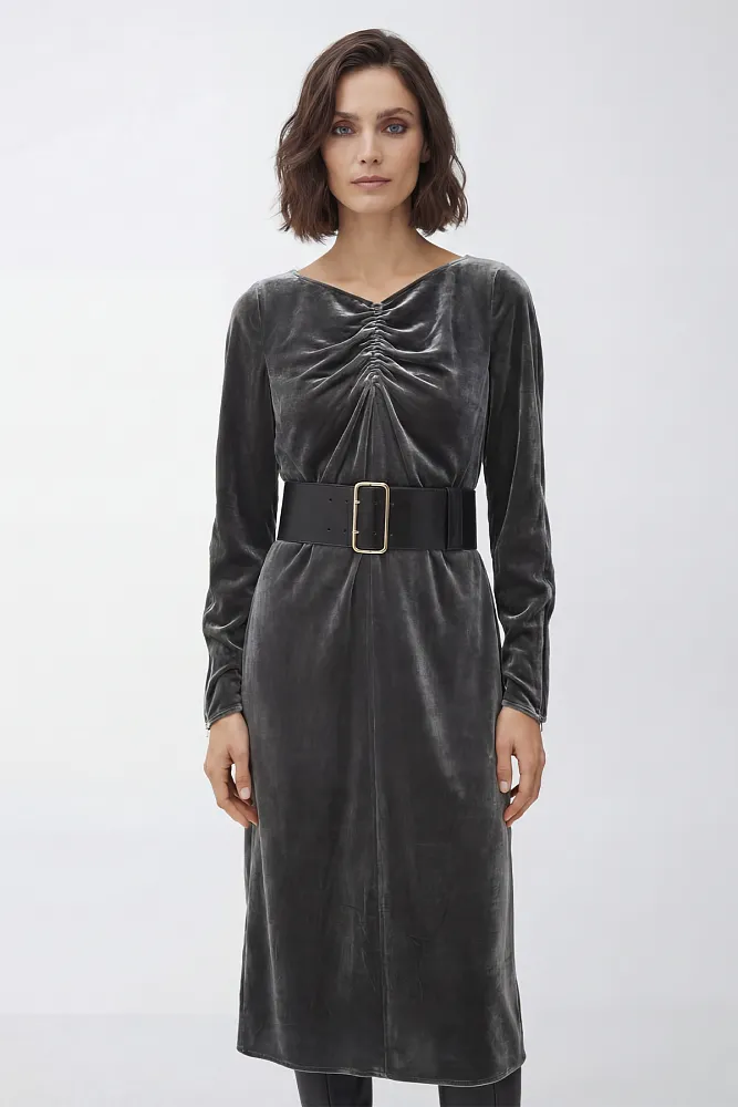 Бархатное платье со сборками ARKET