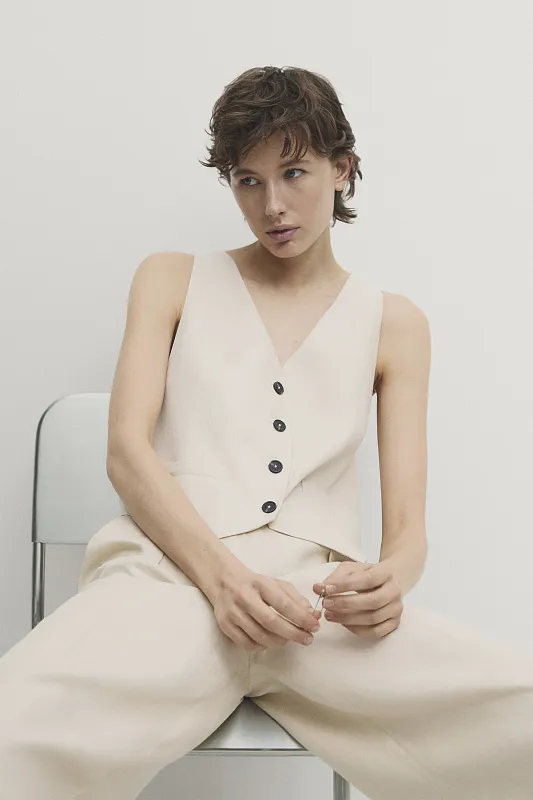 Костюмный жилет из льна MASSIMO DUTTI Костюмный жилет из льна MASSIMO DUTTI