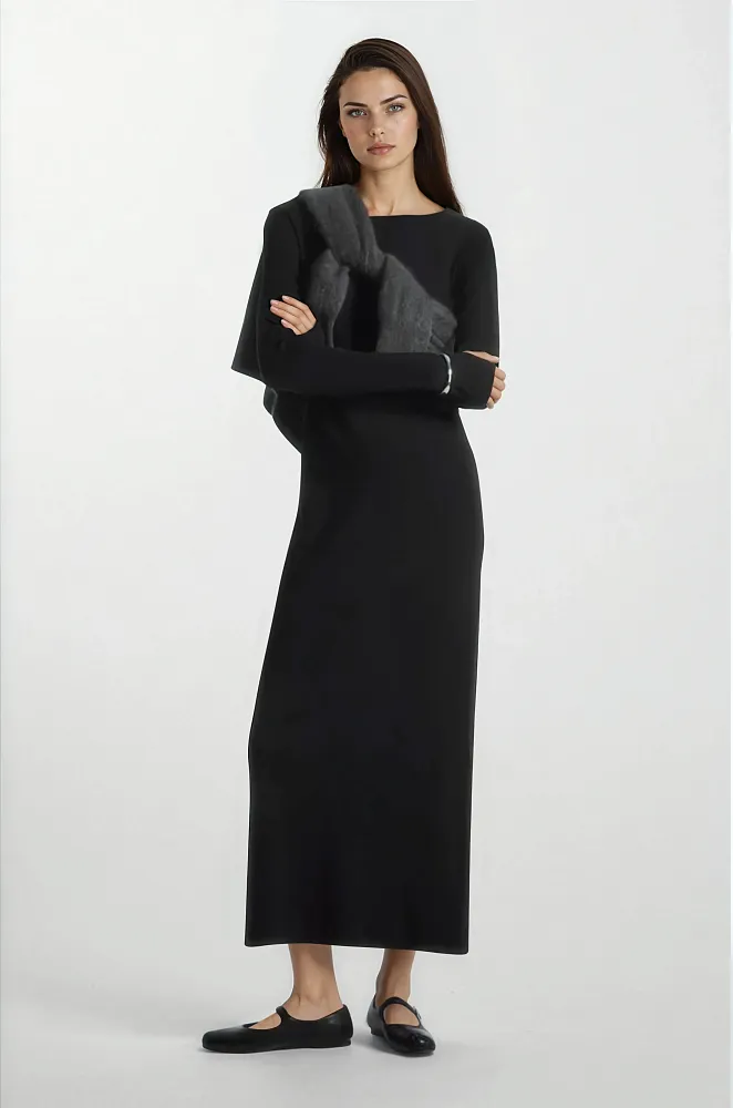 Платье миди в рубчик