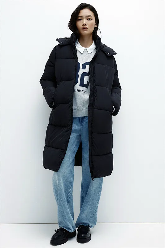 Длинный стеганый пуховик Длинный стеганый пуховик