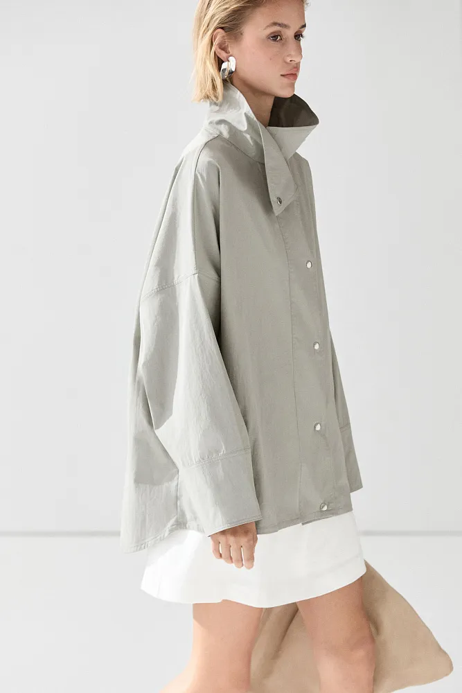 Куртка из смеси хлопка с высоким воротником MASSIMO DUTTI