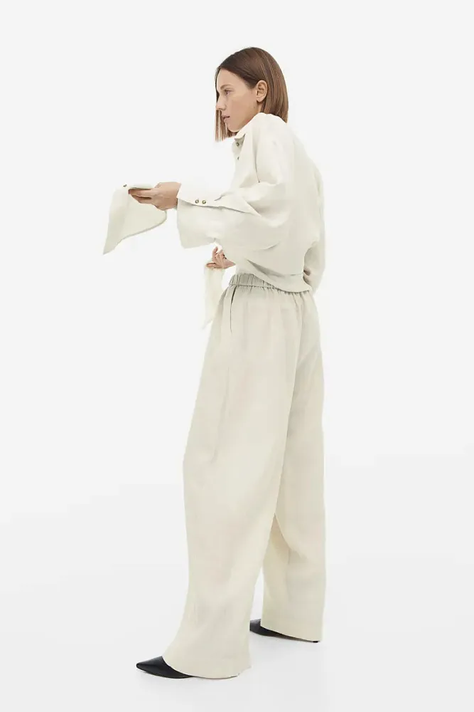 Широкие льняные брюки H&M Premium Selection