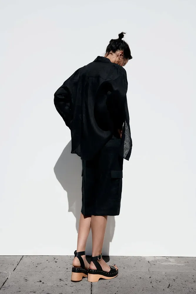 Льняные шорты бермуды ZARA