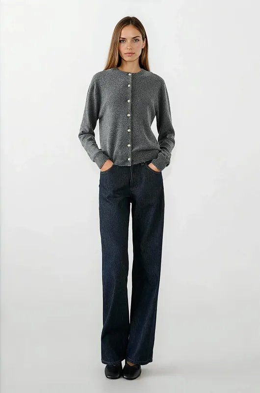 Кардиган из смесовой шерсти с пуговицами со стразами