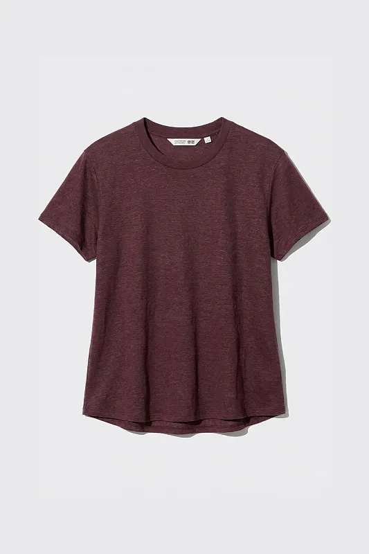 Футболка с закругленным низом из 100% льна UNIQLO Футболка с закругленным низом из 100% льна UNIQLO