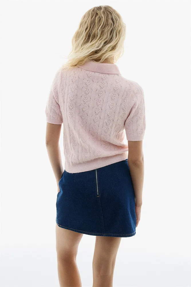 Джемпер-поло ажурной вязки H&M