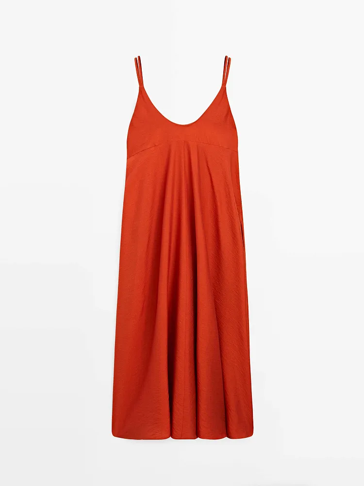 Струящееся платье из двойной ткани MASSIMO DUTTI