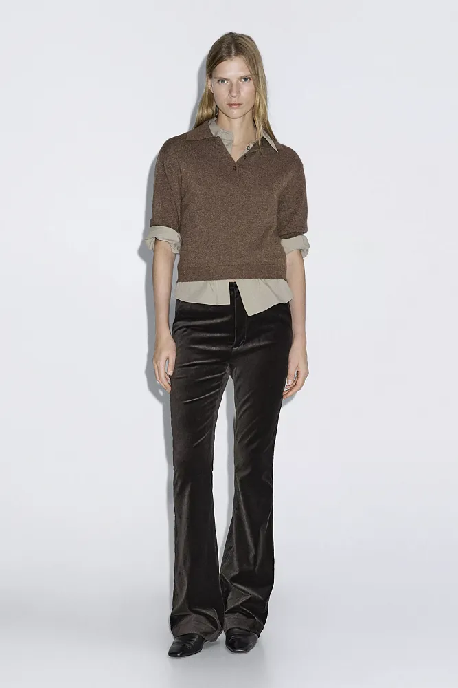 Узкие расклешенные брюки из бархата Узкие расклешенные брюки из бархата