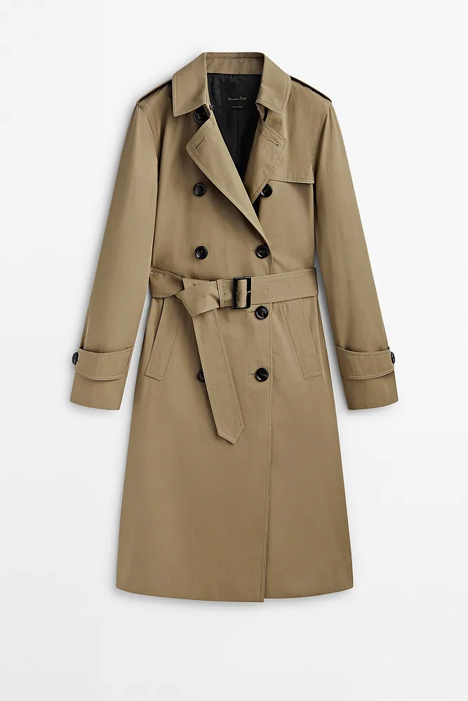 Тренч с поясом MASSIMO DUTTI