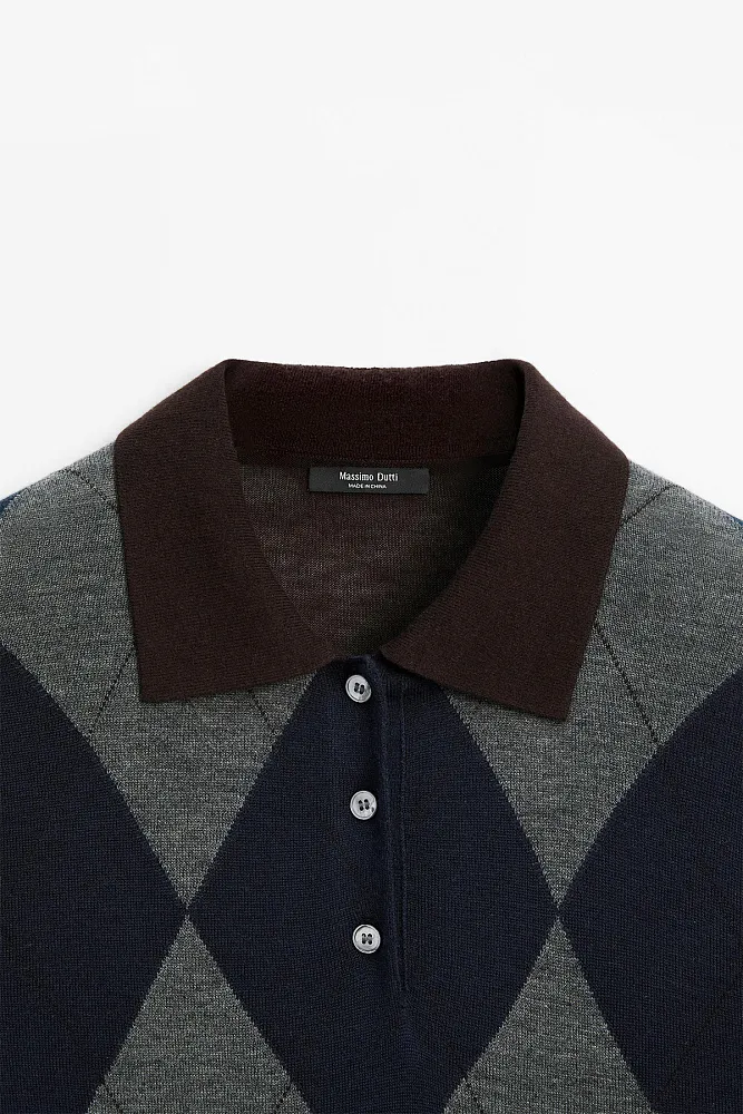 Джемпер-поло из шерсти и шелка MASSIMO DUTTI