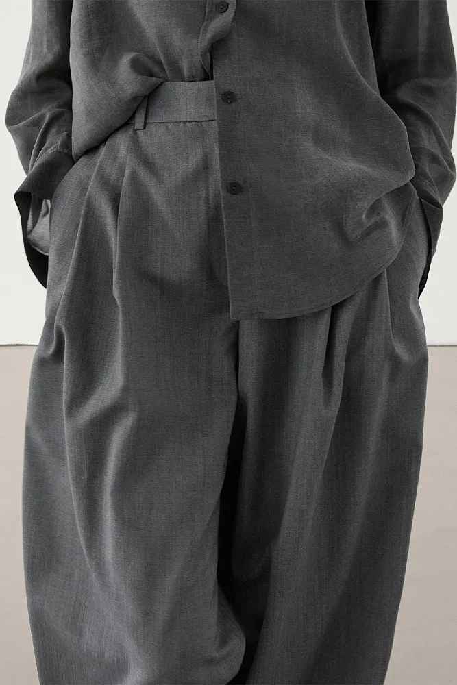 Прямые шерстяные брюки MASSIMO DUTTI