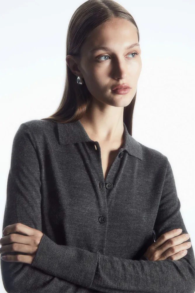 Кардиган из шерсти мериноса с воротником Кардиган из шерсти мериноса с воротником