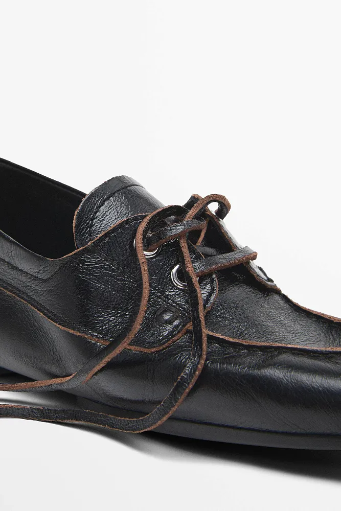 Блестящие кожаные мокасины MASSIMO DUTTI