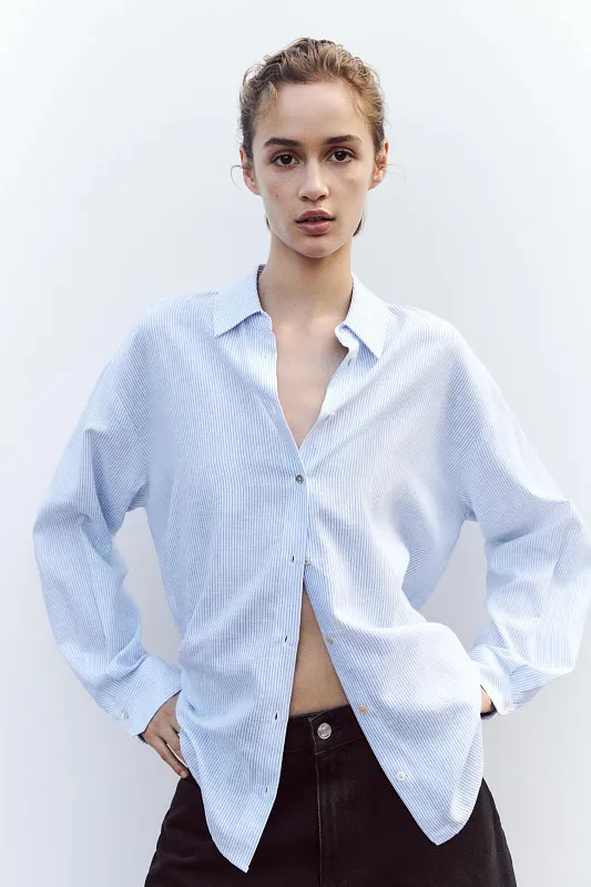 Рубашка oversize из льняной смеси ZARA Рубашка oversize из льняной смеси ZARA