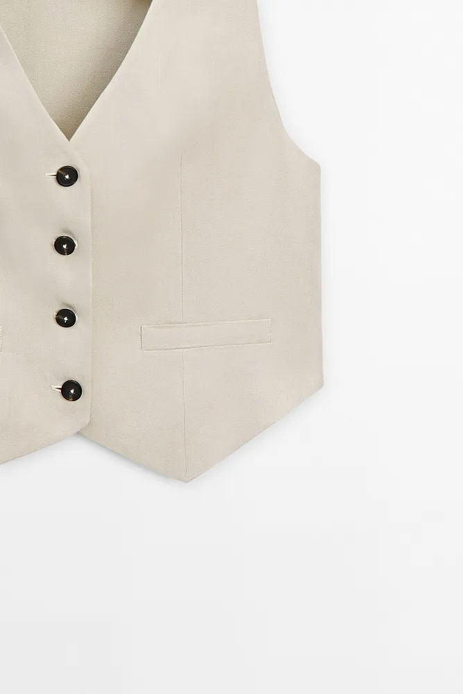 Костюмный жилет из льна MASSIMO DUTTI