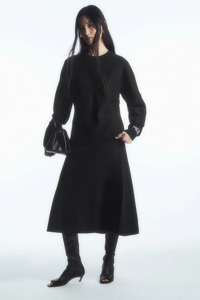 Юбка миди из вареной мериносовой шерсти COS