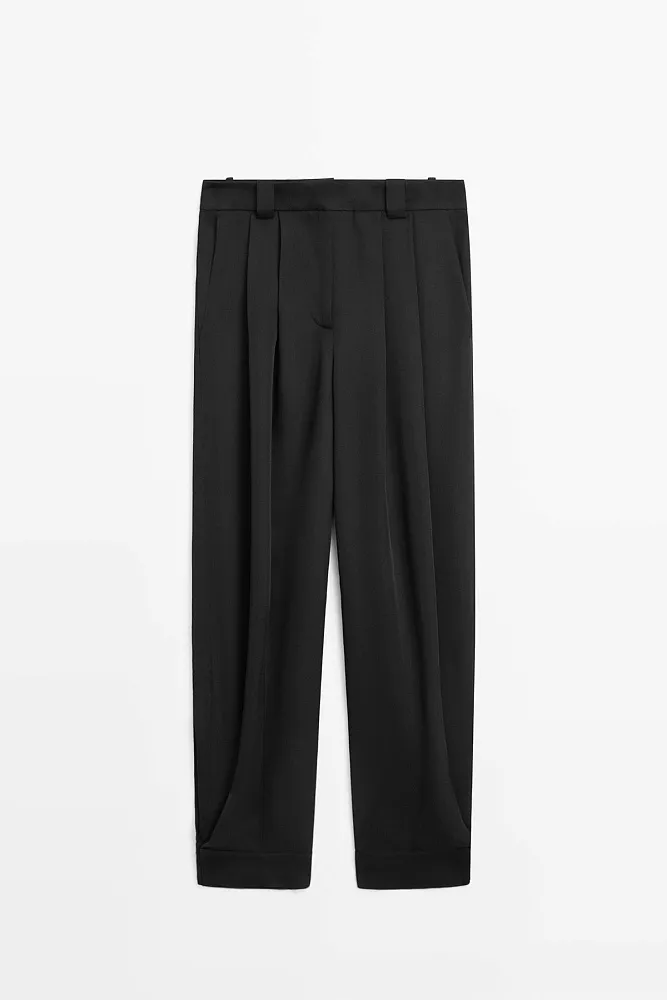Брюки Саруэль из струящейся ткани MASSIMO DUTTI