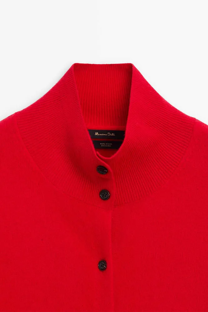 Кардиган из шерсти с воротником-стойкой MASSIMO DUTTI