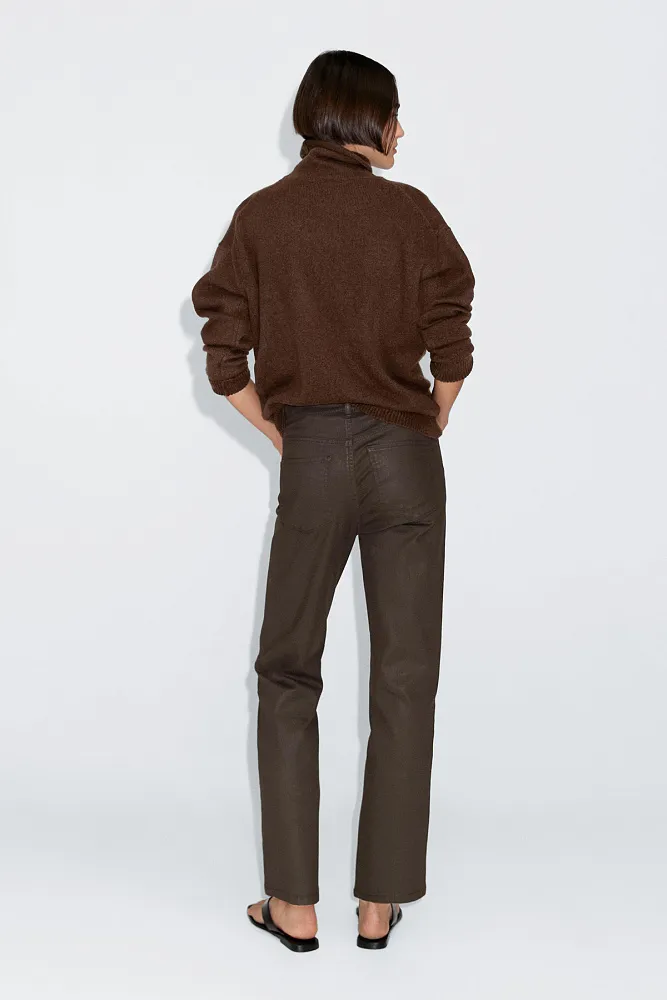 Брюки прямого кроя с высокой посадкой MASSIMO DUTTI