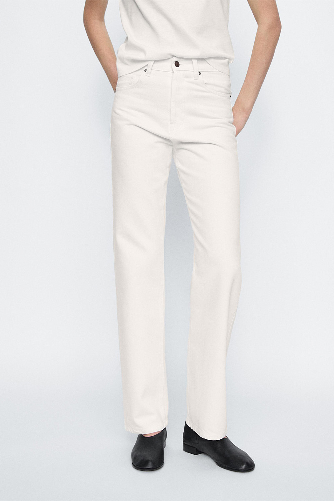 Прямые джинсы с завышенной посадкой MASSIMO DUTTI