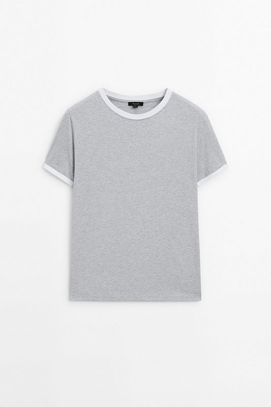 Футболка с контрастными деталями MASSIMO DUTTI Футболка с контрастными деталями MASSIMO DUTTI