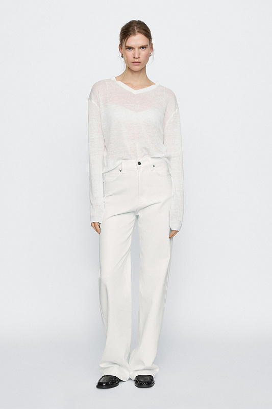 Широкие джинсы с высокой посадкой Широкие джинсы с высокой посадкой