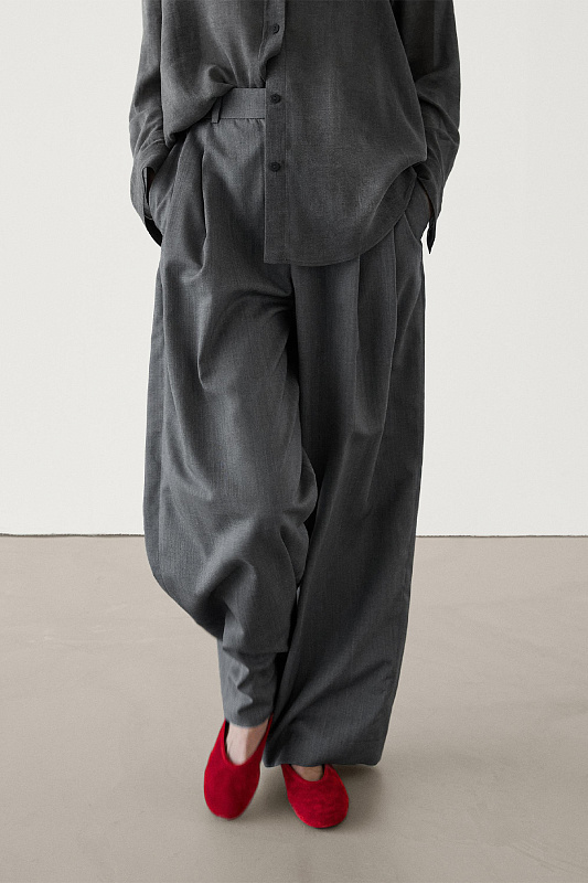 Прямые шерстяные брюки MASSIMO DUTTI Прямые шерстяные брюки MASSIMO DUTTI