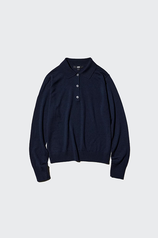 Джемпер-поло из 100% мериноса UNIQLO Джемпер-поло из 100% мериноса UNIQLO
