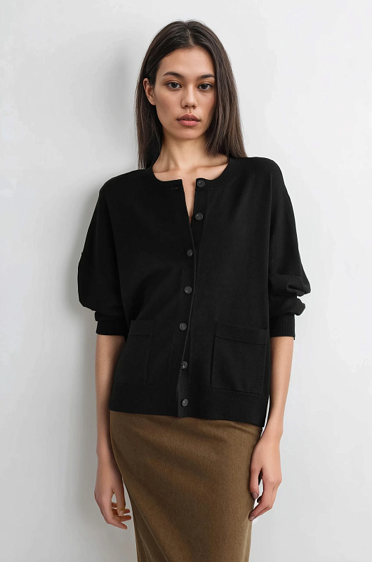 Кардиган из шерсти мериноса с круглым вырезом