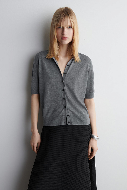 Кардиган-поло из мериносовой шерсти