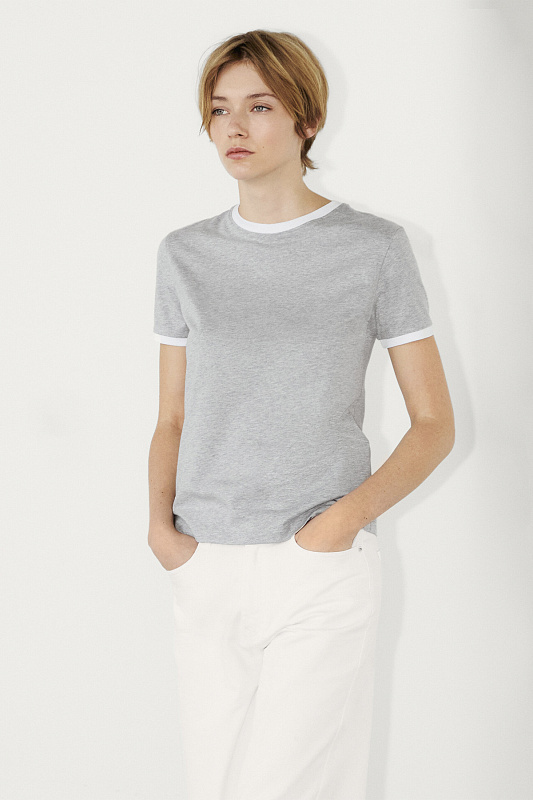 Футболка с контрастными деталями MASSIMO DUTTI Футболка с контрастными деталями MASSIMO DUTTI