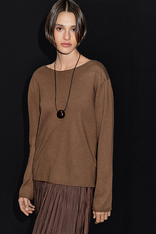 Джемпер из смесовой шерсти с вырезом "лодочка" MASSIMO DUTTI Джемпер из смесовой шерсти с вырезом "лодочка" MASSIMO DUTTI