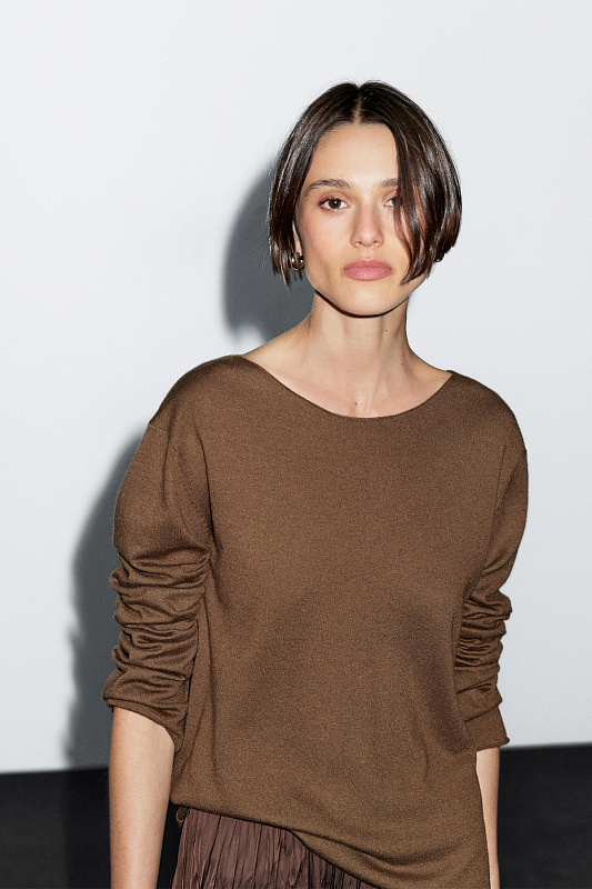 Джемпер из смесовой шерсти с вырезом "лодочка" MASSIMO DUTTI Джемпер из смесовой шерсти с вырезом "лодочка" MASSIMO DUTTI