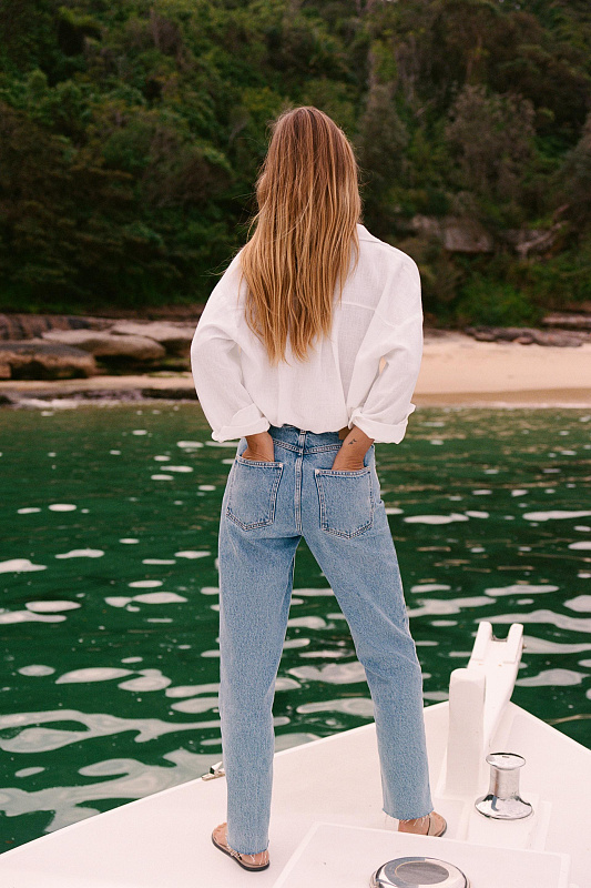 Прямые джинсы с высокой посадкой ZARA Прямые джинсы с высокой посадкой ZARA